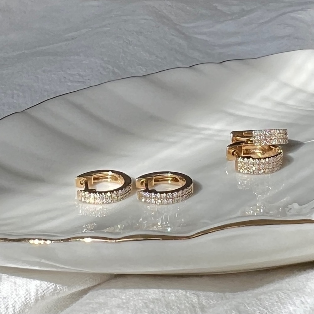 Petite Double Row Huggies - 14k & Natural Diamonds